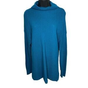 Michael Kors Mock Neck Sweater Turquoise Blue Ribbed Knit Women’s Size Small